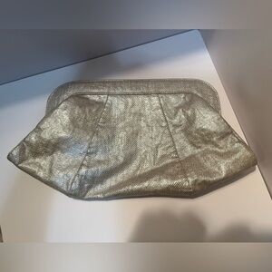 Lauren Merkin Vintage Tatum Gold Clamshell Clutch #10215